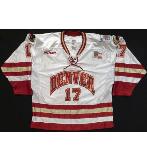 Custom NCAA 2005 Denver Pioneers 17 Luke Fulghum Hockey Jersey Home White